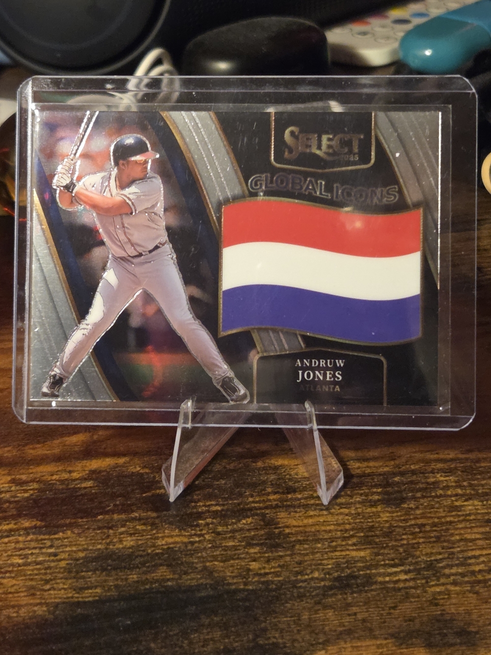 Global Icons Andruw Jones Baseball Card with Red White Blue Flag